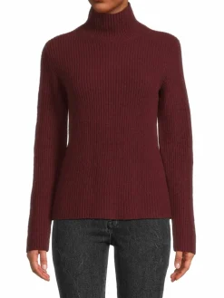 Women Vince Shaker Ribbed Cashmere Turtleneck Sweater