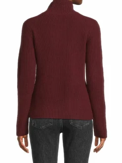 Women Vince Shaker Ribbed Cashmere Turtleneck Sweater