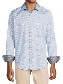 Robert Graham Casual Button-Down Shirts|Shelton Classic Fit Print Shirt Blue