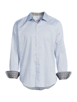 Robert Graham Casual Button-Down Shirts|Shelton Classic Fit Print Shirt Blue