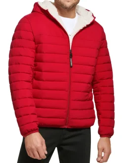 Calvin Klein Coats & Jackets|Sherpa Lined Hooded Puffer Jacket