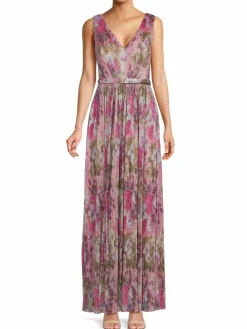 Women Eliza J Shimmer Belted Maxi Dress