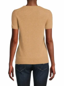 Women Saks Fifth Avenue Short Sleeve Crewneck Cashmere Sweater