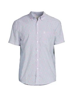Original Penguin Casual Button-Down Shirts|Short Sleeve Diamond Oxford Shirt