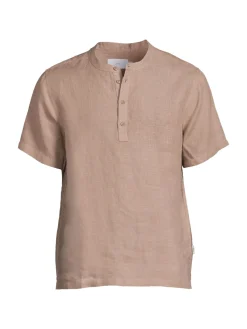 Onia Linen|Short Sleeve Linen Henley Cashew