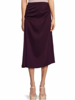 Women Calvin Klein Side Ruched Satin Midi Skirt