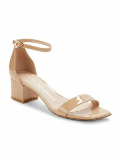 Stuart Weitzman Simple Patent Leather Ankle Strap Sandals