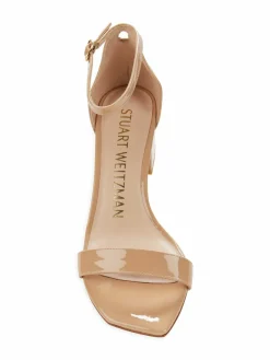 Stuart Weitzman Simple Patent Leather Ankle Strap Sandals