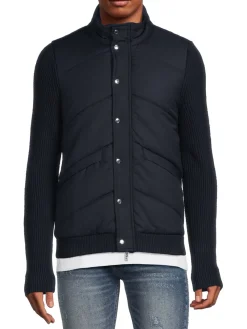 Reiss Coats & Jackets|Sinclair Wool Blend Knit Puffer Jacket Navy