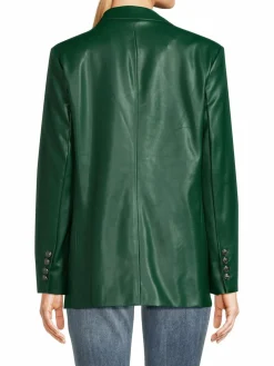 Women Karl Lagerfeld Paris Single Breasted Faux Leather Blazer