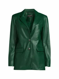 Women Karl Lagerfeld Paris Single Breasted Faux Leather Blazer