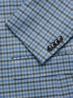 Ben Sherman Blazers & Sportcoats|Skinny Fit Plaid Knit Blazer Blue Grey