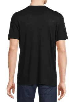 John Varvatos Linen|Skull Applique Linen Blend Tee Black