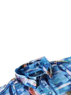 Tom Baine Activewear|Slim Fit Abstract Golf Shirt Sky