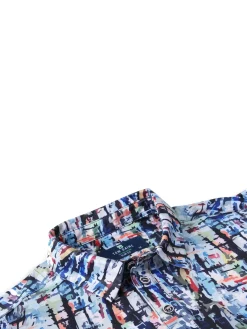 Tom Baine Activewear|Slim Fit Abstract Golf Shirt Blue