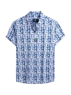 Tom Baine Activewear|Slim Fit Abstract Windowpane Golf Shirt White