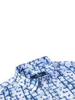 Tom Baine Activewear|Slim Fit Abstract Windowpane Golf Shirt White