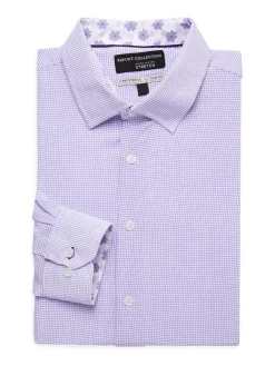 Report Collection Dress Shirts|Slim Fit Check Dress Shirt Lavender