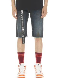 Cult Of Individuality Shorts|Slim Fit Distressed Belted Jean Shorts Tidal
