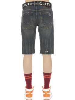 Cult Of Individuality Shorts|Slim Fit Distressed Belted Jean Shorts Tidal