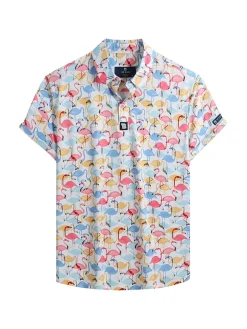 Tom Baine Activewear|Slim Fit Flamingo Golf Shirt Beige