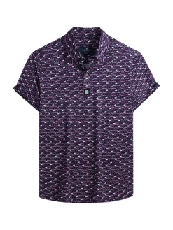 Tom Baine Activewear|Slim Fit Flamingo Golf Shirt Purple