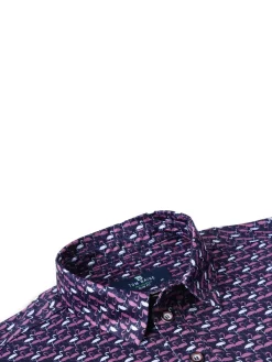 Tom Baine Activewear|Slim Fit Flamingo Golf Shirt Purple