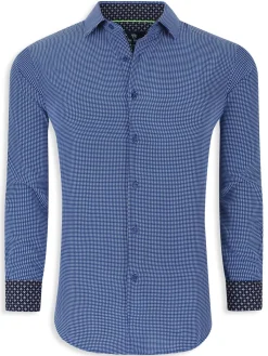 Tom Baine Casual Button-Down Shirts|Slim Fit Foulard Button Down Shirt Royal