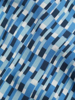 Saks Fifth Avenue Casual Button-Down Shirts|Slim Fit Geo Stripe Short Sleeved Shirt Ibiza Blue