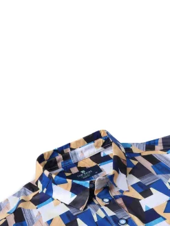 Tom Baine Polos|Slim Fit Geometric Golf Shirt Royal