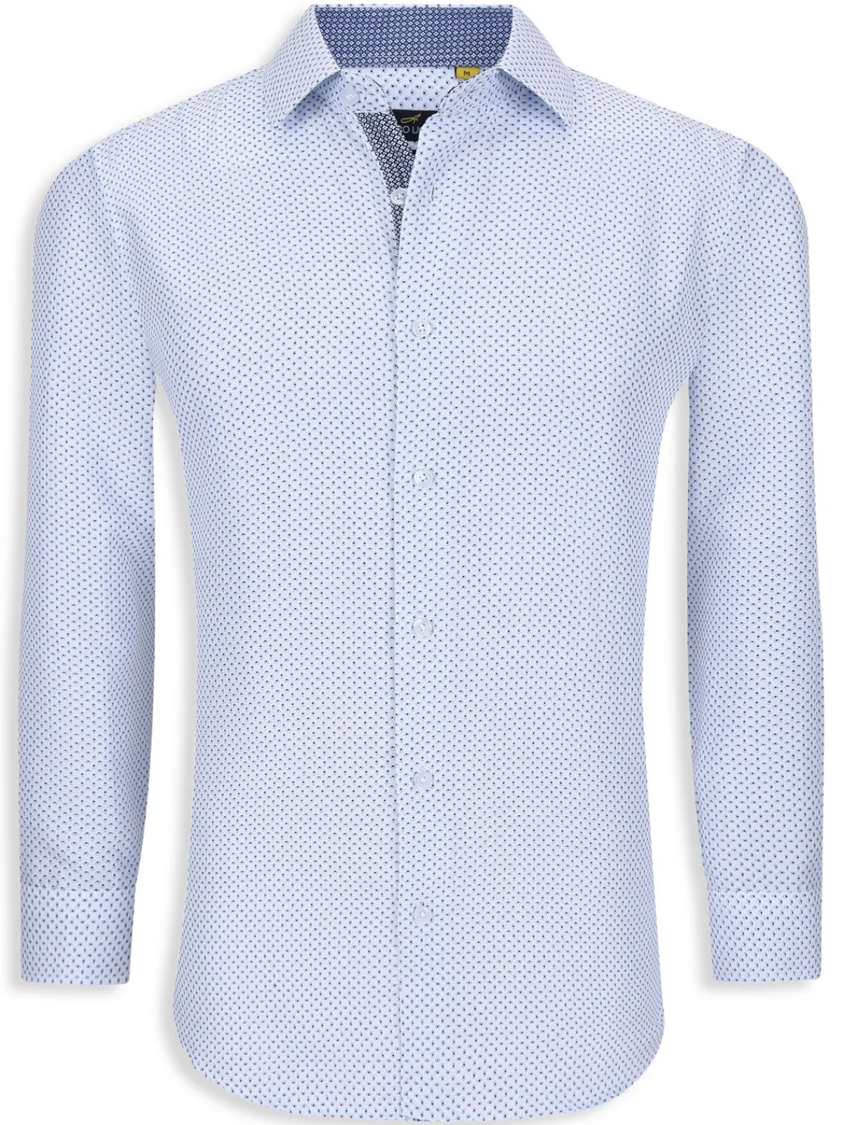 Azaro Uomo Dress Shirts|Slim Fit Geometric Shirt White Blue