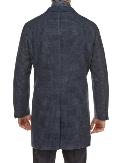 English Laundry Coats & Jackets|Slim Fit Glen Plaid Wool Blend Bib Topcoat Blue