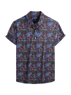 Tom Baine Activewear|Slim Fit Herringbone Golf Shirt Blue