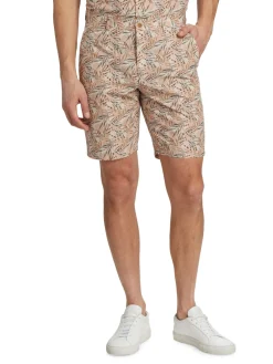 Saks Fifth Avenue Shorts|Slim Fit Leaf Cotton Shorts Light Orange