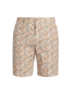 Saks Fifth Avenue Shorts|Slim Fit Leaf Cotton Shorts Light Orange