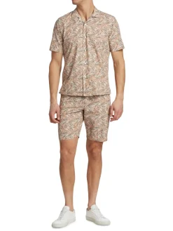 Saks Fifth Avenue Shorts|Slim Fit Leaf Cotton Shorts Light Orange
