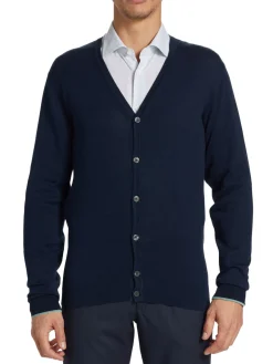 Saks Fifth Avenue Sweaters|Slim Fit Lightweight Cotton Cardigan Navy