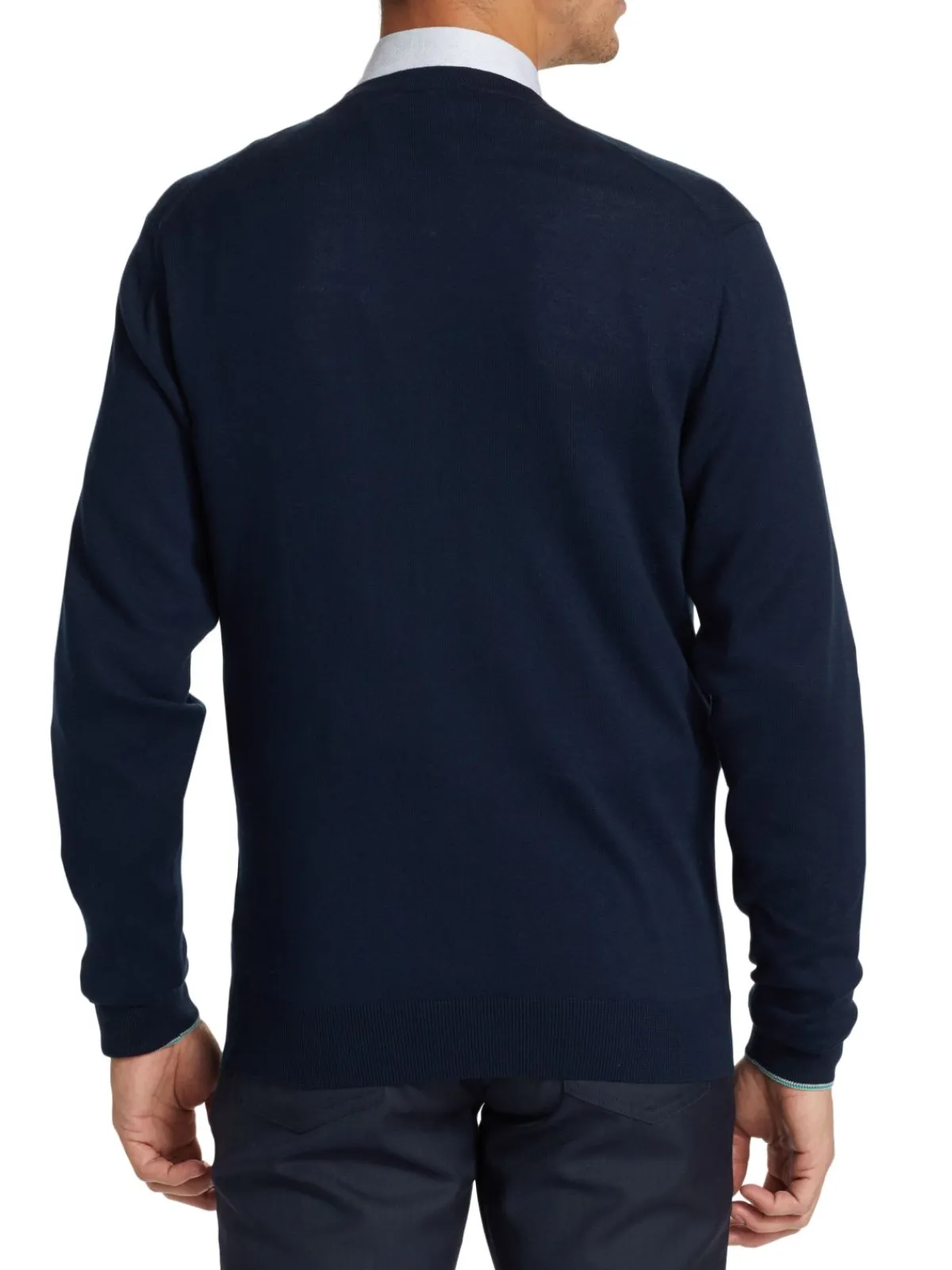Saks Fifth Avenue Sweaters|Slim Fit Lightweight Cotton Cardigan Navy