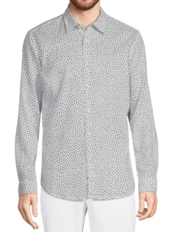BOSS Linen|Slim Fit Linen Blend Sport Shirt Blue