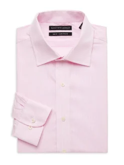 Saks Fifth Avenue Dress Shirts|Slim Fit Micro Check Dress Shirt Pink