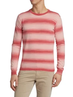 Saks Fifth Avenue Sweaters|Slim Fit Ombre Striped Crewneck Sweater Coral