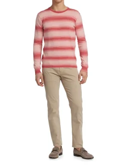 Saks Fifth Avenue Sweaters|Slim Fit Ombre Striped Crewneck Sweater Coral