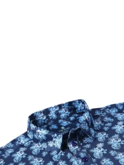 Tom Baine Polos|Slim Fit Pineapple Golf Shirt Navy