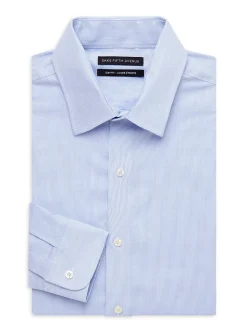 Saks Fifth Avenue Dress Shirts|Slim Fit Pinstriped Dress Shirt Light Blue