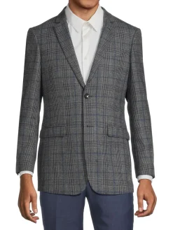 DOUGLAS & GRAHAME Blazers & Sportcoats|Slim Fit Plaid Blazer Grey