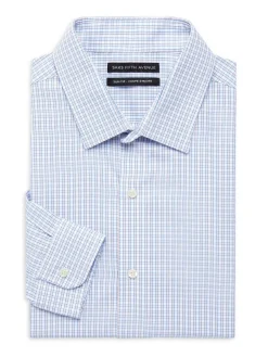 Saks Fifth Avenue Dress Shirts|Slim Fit Plaid Dress Shirt Navy Orange