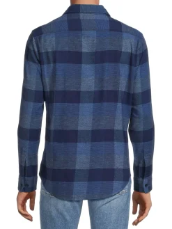 Bonobos Casual Button-Down Shirts|Slim Fit Plaid Stretch Flannel Shirt Please Blue