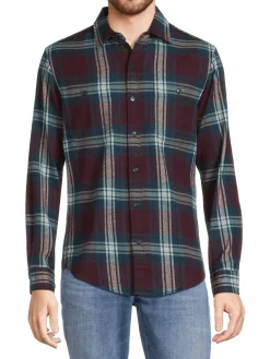 Bonobos Casual Button-Down Shirts|Slim Fit Plaid Stretch Flannel Shirt Red Multi