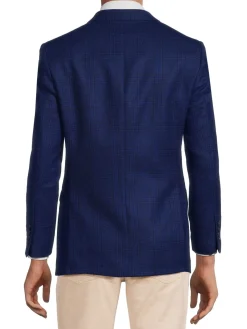 DOUGLAS & GRAHAME Blazers & Sportcoats|Slim Fit Plaid Wool Blazer Blue
