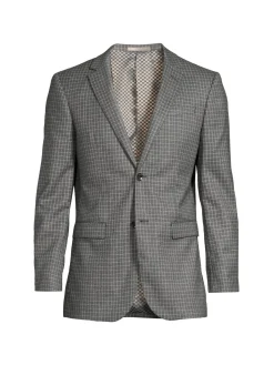 DOUGLAS & GRAHAME Blazers & Sportcoats|Slim Fit Plaid Wool Blazer Grey